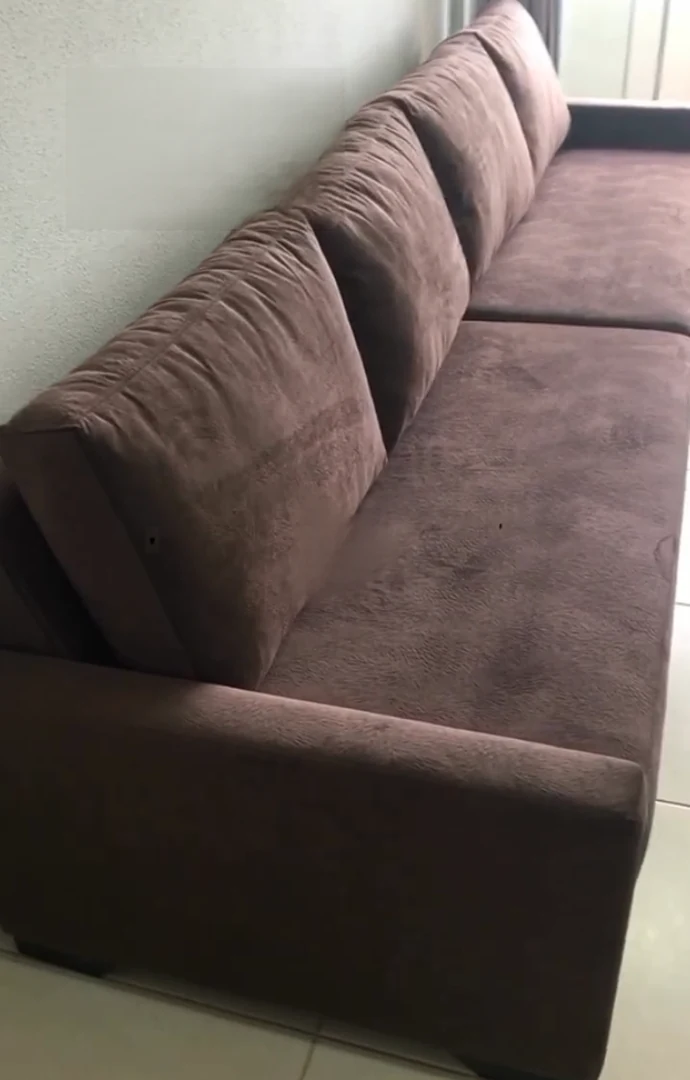 Reforma de sofá marrom — depois do serviço da Sofá New